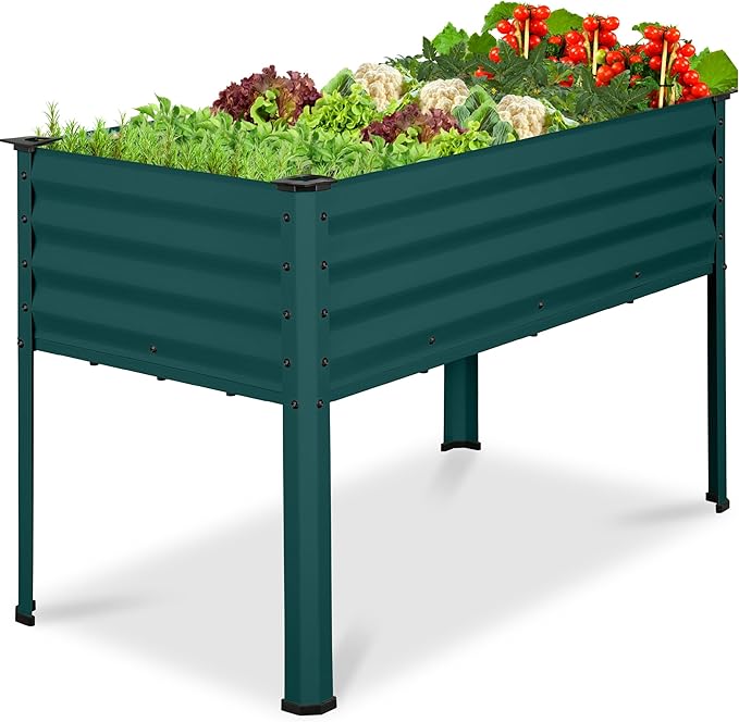 Best Choice Products 48x24x30in Galvanized Raised Garden Bed, Metal Elevated Planter Box, Vegetable Garden for Backyard, Patio, Balcony - Peacock Blue