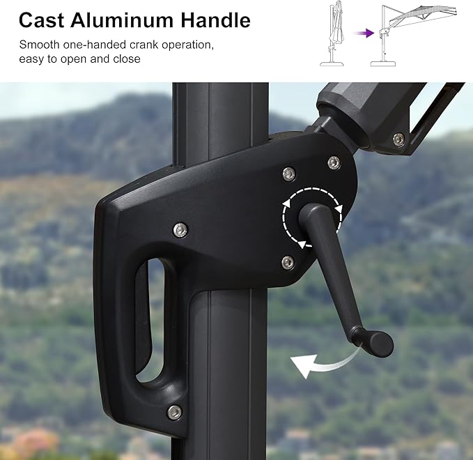 PURPLE LEAF 11' X 8' Left-right Tilting Patio Umbrella Outdoor Cantilever Swivel Rectangle Umbrella with Tilt Aluminum Offset Umbrella with 360-degree Rotation for Garden Deck Pool Patio Beige