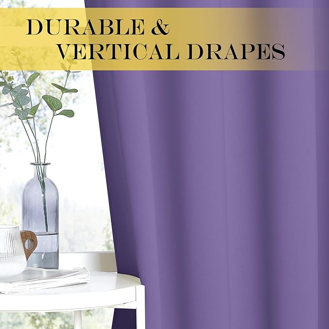 NICETOWN Blackout Lilac Purple Curtain 84 inches Long, Energy Saving Thermal Drape Grommet Sound Reducing Light Blocking Window Treatment for Baby Nursery Bedroom, 1 Panel, W100 x L84