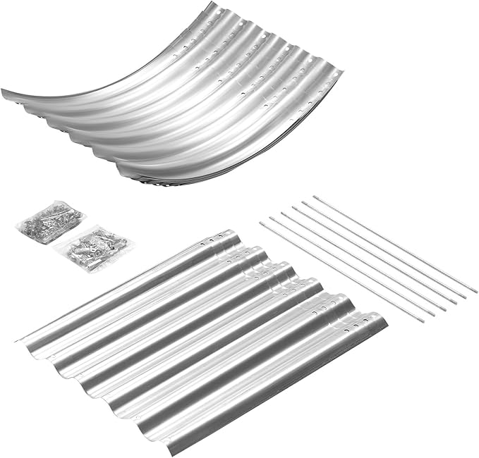 Land Guard Galvanized Metal Raised Garden Bed Kit, 8x4x1.5ft Large Planter Boxes Outdoor, Oval Gardening Box, Patio Garden Planter Box for Vegetables (Silver)