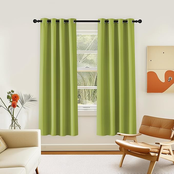 NICETOWN Room Darkening Curtain for Living Room - Energy Saving Thermal Insulated Grommet Room Darkening Curtain/Drape for Bedroom (1 Panel, 46 by 72, Fresh Green)