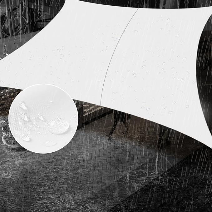 SUNNY GUARD Waterproof Sun Shade Sail 7' x 16' White Rectangle UV Block Sunshade for Backyard Yard Deck Patio Garden Outdoor Activities and Facility(Customized)