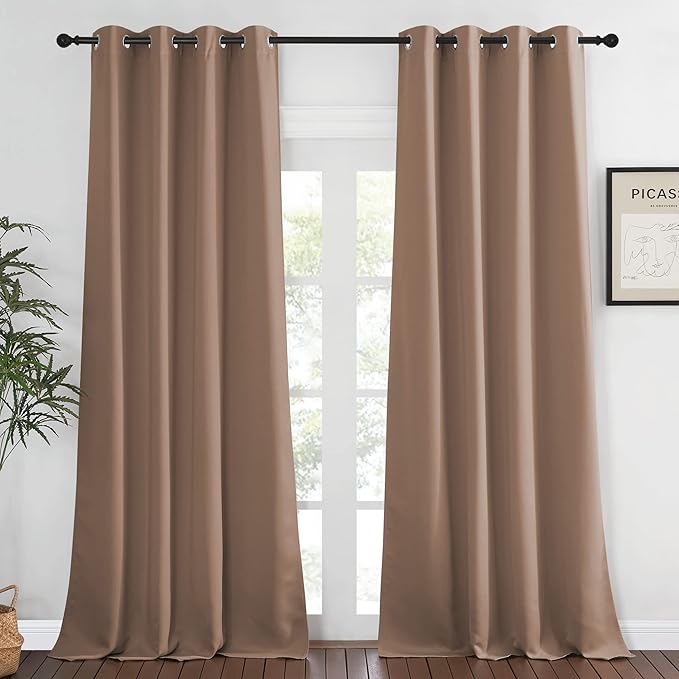 NICETOWN Bedroom Curtain Room Darkening Drapery 102 inches Length - Home Fashion Thermal Insulated Grommet Room Darkening Curtain for Living Room (Cappuccino, 1 Panel, 52 x 102 inches)