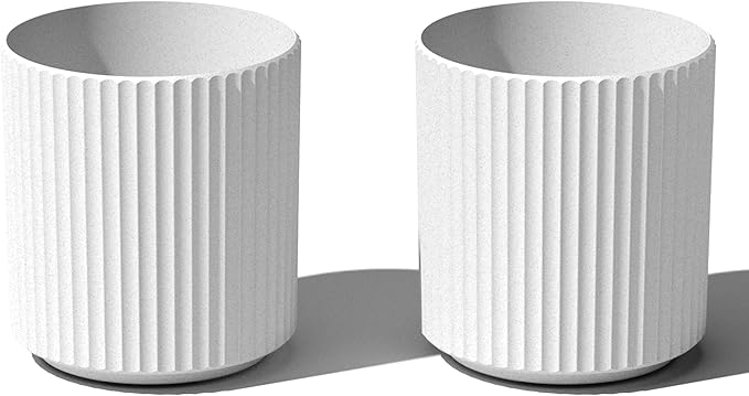 Veradek Demi Series Round Planter for Porch, Patio, Backyard | Durable Plastic-Stone Composite Material | Modern Décor for Tall Plants, Flowers