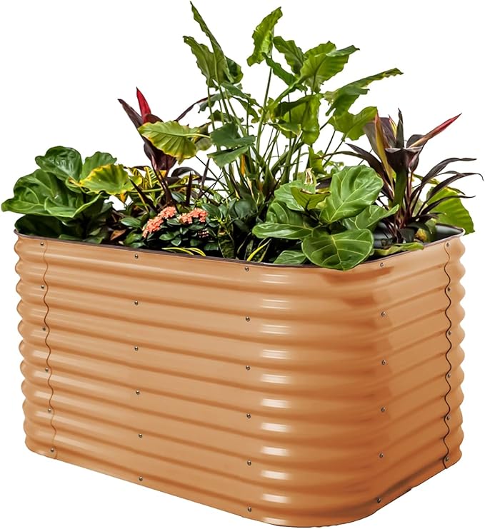 32" Extra Tall Raised Garden Bed Kits, 3.5 x 5 x 2.7ft Raised Planter Box Outdoor, 2 x 6.5 x 2.7ft Deep Root 6 in 1 Modular Metal Raised Beds for Gardening Vegetables Flowers Fruits - Terra Cotta