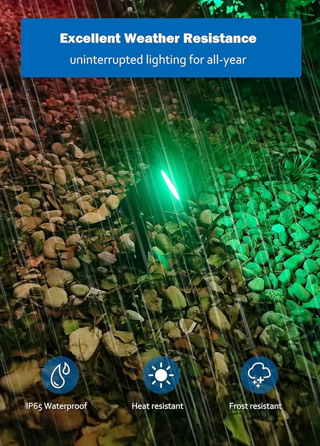 Halloween Christmas Spotlight Outdoor: 12W RGBW LED Spot Lights Outdoor with 16 Color Changing for Yard Garden Decor | 4 Pack of IP65 Waterproof 120V Plug in Landscape Lighting with Remote