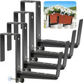 Window Box Brackets, Adjustable Planter Box Brackets, Heavy Duty Iron Flower Box Brackets for Railings, with Enhanced Bottom Support - Perfect for Balconies, Fences, and Gardens (Black, 4 Pack)