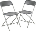Flash Furniture Hercules Series Plastic Folding Chair - Grey - 2 Pack 650LB Weight Capacity Comfortable Event Chair-Lightweight Folding Chair