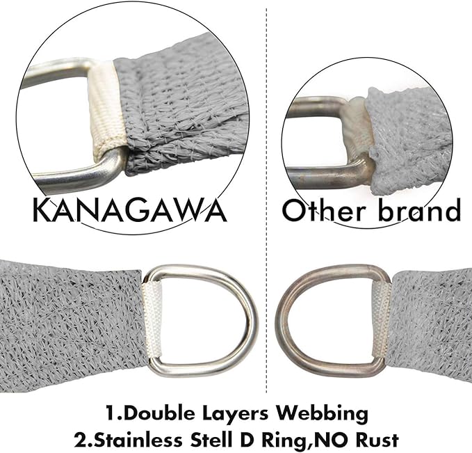 KANAGAWA Sun Shade Sail Curved 16'X20' Gray Rectangle Outdoor Shade Cover UV Blovk Canopy for Patio Garden Backyard Heavy Duty Permeable 185GSM (We Make Custom Size)
