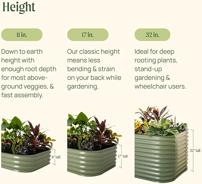 Vego garden 17" Tall 42" Round Raised Garden Bed Metal Raised Bed Planter Box for Vegetables Flowers Patio, British Green