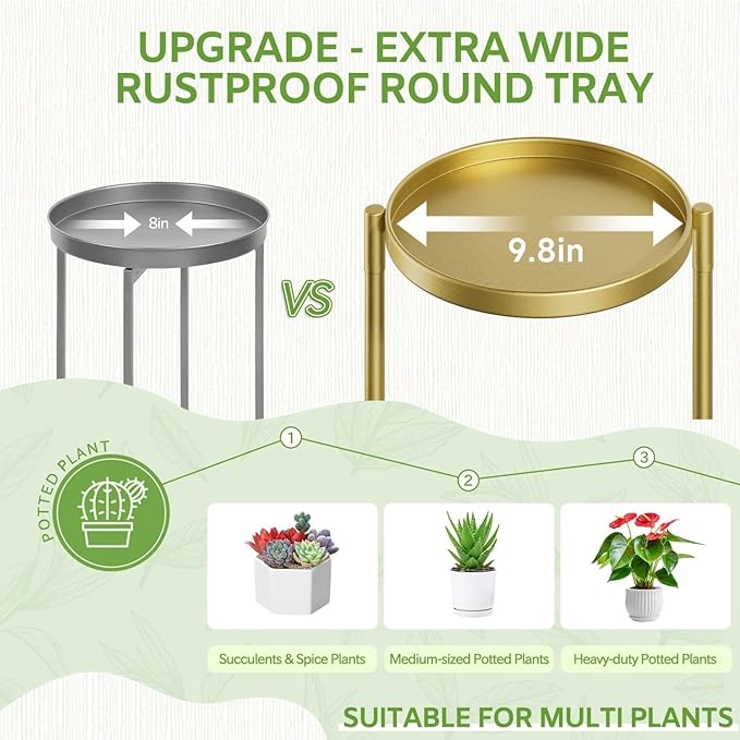 iDavosic.ly 6 Tier Large Plant Stand Indoor, 10 Inch Wide Tall Corner Metal Plant Stands Outdoor for Multiple Plants, Folding Tiered Flower Display Holder Rack Shelf, Gold