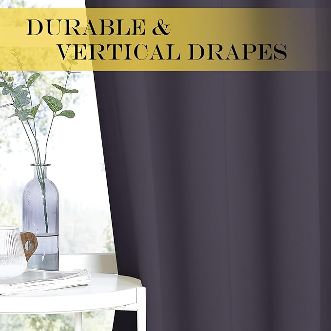 NICETOWN Sliding Door Curtain 108 Inches Long - Blackout Thermal Insulated Grommet Room Divider Privacy Drape for Patio Glass Door, 1 Panel, Greyish Purple, 100 Inch Extra Wide