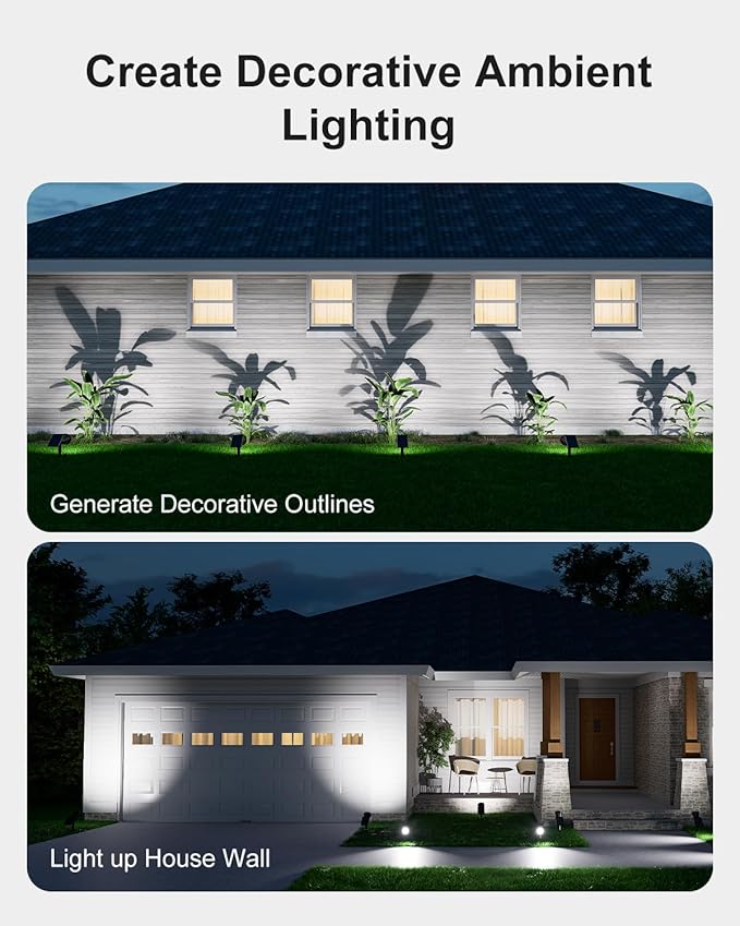 2 Pack Solar Spotlights Outdoor Waterproof for Flag, Tree, Statue, Number Sign, Plant Pot, Bright LED Outside Landscape Flood Lamp for Accent Uplighting Yard, Garden, Driveway, Walkway, Porch, Fence