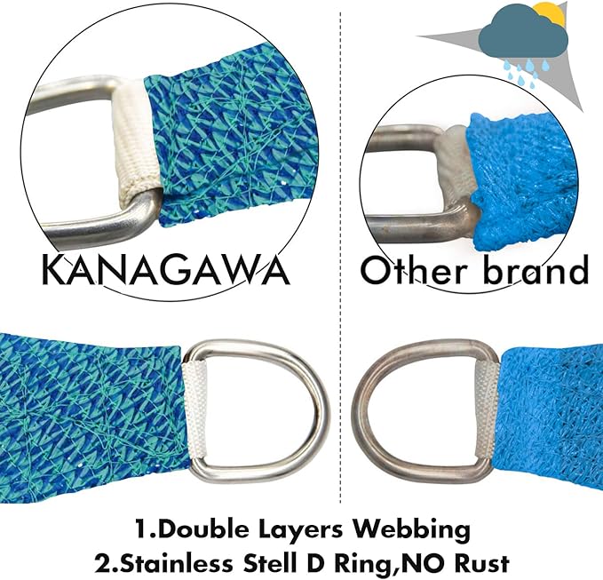 KANAGAWA 12'X12' Turquoise Mix Custom Size Sun Shade Sail Square UV Block Canopy Cover for Patio Backyard Lawn Garden Outdoor (Customized Available)
