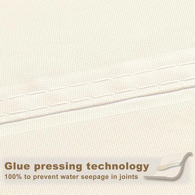 SUNNY GUARD Waterproof Sun Shade Sail 8' x 15' Cream Rectangle UV Block Sunshade for Backyard Yard Deck Patio Garden Outdoor Activities and Facility(Customized)