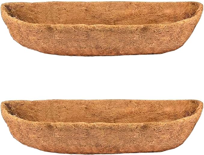 bboUod 2 pcs Garden Coconut Planter Liners Preformed Window Box Liners Natural Trough Coco Liner Coir Mats (24 inch)