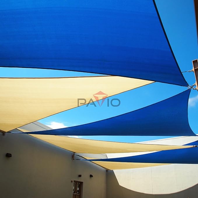 Patio Paradise 6' x 6' x 6' Sun Shade Sail Triangle Canopy Shade Cloth Fabric Sunlight Block Patio Pergola Cover HDPE Deck Awning for Outdoor Backyard Roof Shading, Blue