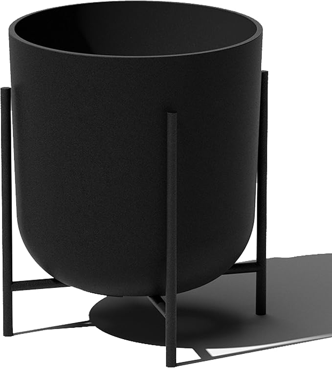 Veradek Mason Series Raised Lima Planter - Round Planter for Patio/Balcony | Plastic-Stone Composite w/Metal Plant Stand | Modern Décor for Plants