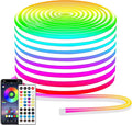 132FT Neon LED Rope Lights IP65 Waterproof LED Lights for Bedroom Flexible LED Light Strip with Remote/APP Control RGB Lighting Strip for Indoors Outdoors Bedroom Room Home Décor