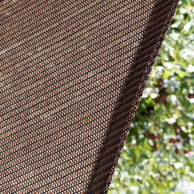 Amgo Custom Size 5' x 5' x 5' Brown Triangle Sun Shade Sail UPF50+ AGTAPRT12, Order to Make Canopy Awning, 95% UV Blockage, Water & Air Permeable, Commercial Standard (We Customize)