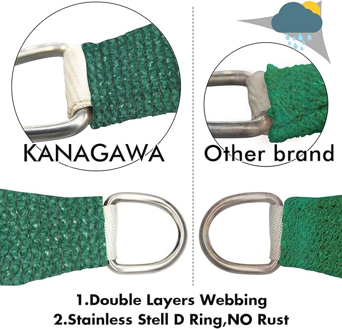 KANAGAWA 10'X18' Dark Green Custom Size Sun Shade Sail Rectangle UV Block Canopy Cover for Patio Backyard Lawn Garden Outdoor (Customized Available)