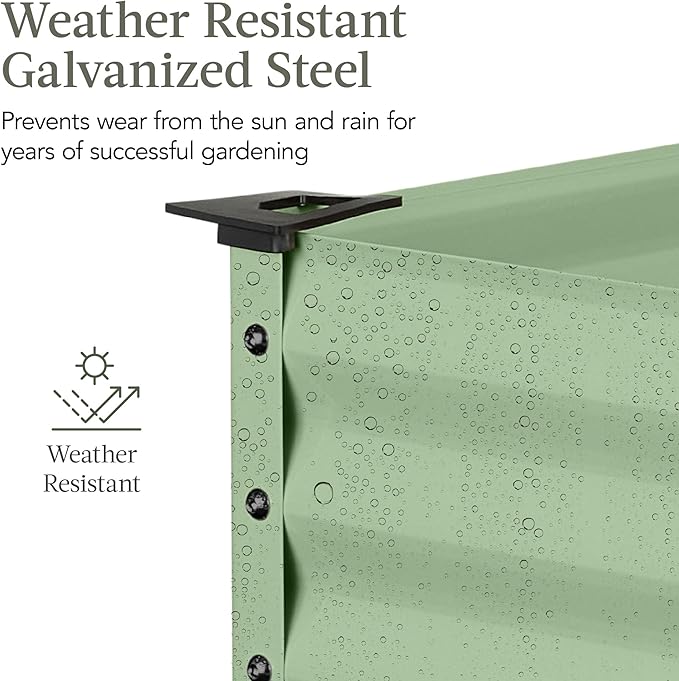 Best Choice Products 48x24x30in Galvanized Raised Garden Bed, Metal Elevated Planter Box, Vegetable Garden for Backyard, Patio, Balcony - Sage Green