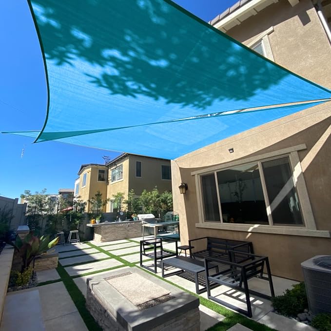 SUNLAX Sun Shade Sail 15' x 15' x 15' Turquoise Blue Rectangle Canopy Sail Shade Cover UV Block Permeable Sunshade Outdoor for Patio Backyard Deck Pergola (We Make Custom Size)