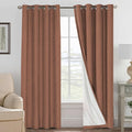 H.VERSAILTEX Linen Blackout Curtains 108 Inches Long 100% Blackout Thermal Insulated Textured Linen Look Curtain Draperies Anti-Rust Grommet, Energy Saving with White Liner, 2 Panels, Washed Spice