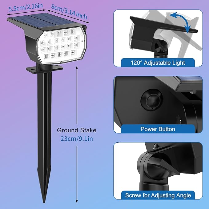 Solar Color Changing Spot Lights Outdoor Waterproof Colored RGB Solar Powered Landscape Lights for Yard 7 Lighting Modes Multicolor Solar Spotlights for Pathway Garden Outside (10 Pack)