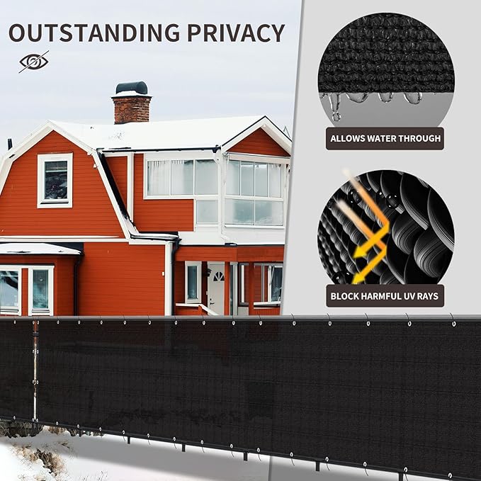 LOVE STORY Custom Size 3'x17' Black Balcony Privacy Screen,UV Block Privacy Fence Screen,90% Shield for Outdoor Pool Garden Apartment Railing