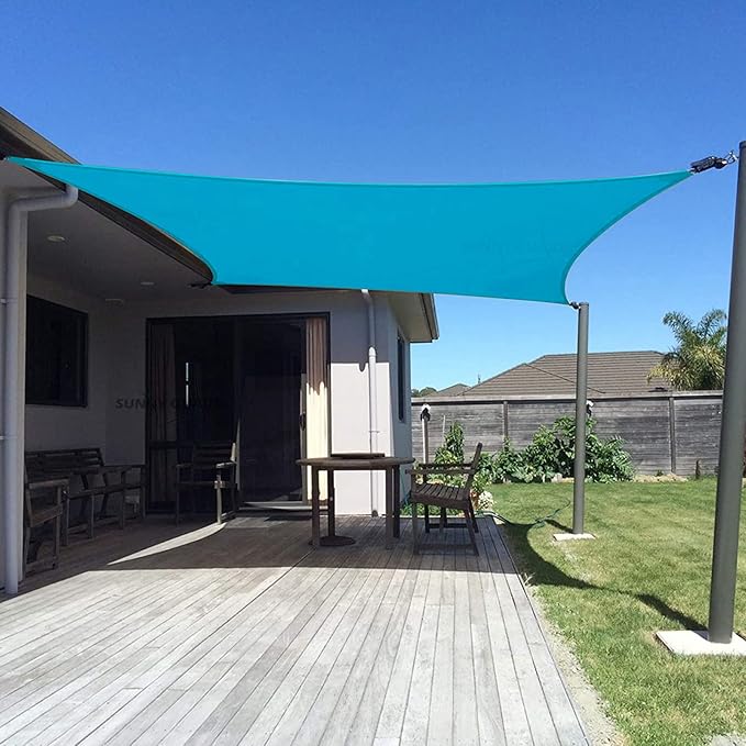 SUNNY GUARD Custom Size 12'x25' Rectangle Turquoise Blue UV Block Sunshade for Backyard Yard Deck Patio Garden Outdoor Activities and Facility(Customized)