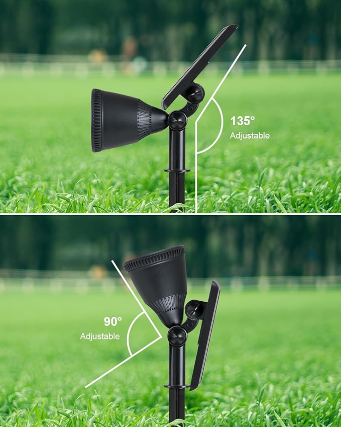 Solar Powered Spot Lights Outdoor Waterproof Super Bright LED Yard Spotlights for Tree, Flag, Lawn, Sculpture, Dusk to Dawn Landscape Uplighting for Outside House Wall Garden Backyard Walkway Driveway