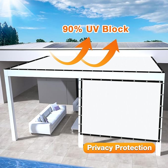 Artpuch Outdoor Pergola Shade Cover 4' X 4' Sun Shade Cloth with Grommets, 90% UV Protection Canopy Patio Privacy Screen (Customized Available) GN107, White