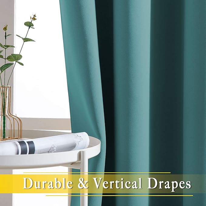 NICETOWN Blackout Room Darkening Window Curtain - Thermal Insulated Solid Grommet Blackout Curtain/Drape for Living Room/Villa (Sea Teal, Single Panel, 80 by 108-inch)