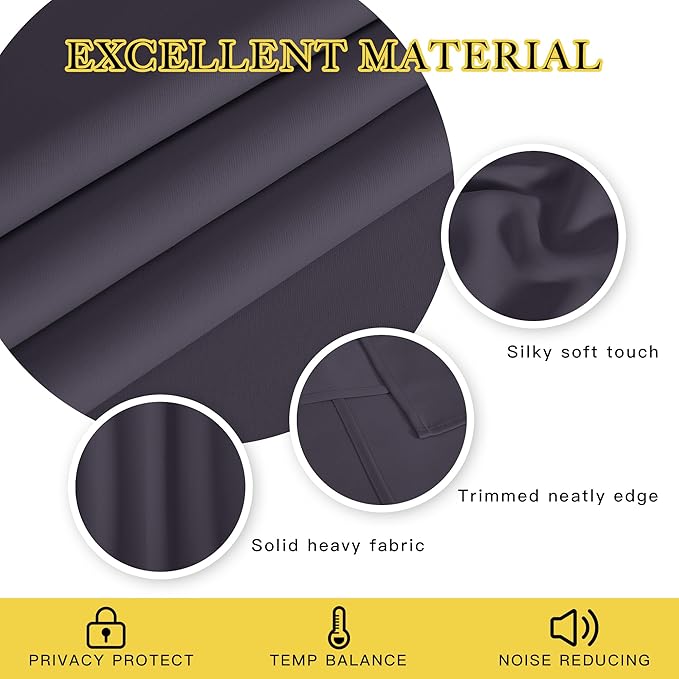NICETOWN Blackout Patio Curtains 100 x 144 Inches Long for Sliding Door Extral Wide Blackout Curtain Panels Thermal Insulated Room Divider - Grommet Top, 100" W x 144" L, 1 Panel, Greyish Purple