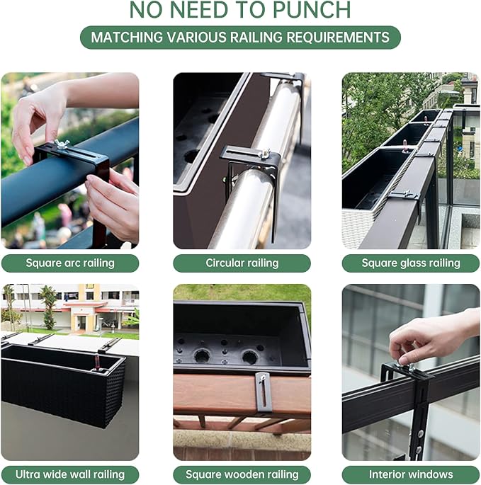 Planter Box Bracket,Flower Box Holder Brackets,Adjustable Window Box Brackets for Patio Garden Fence Pergola Balcony