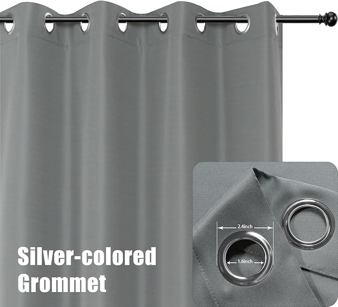 BONZER Outdoor Waterproof Curtains for Patio Privacy Grommet Light Filtering Outside Curtains for Gazebo, Porch, Pergola, Pavilion, 1 Panel, 54W x 120L inch, Grey
