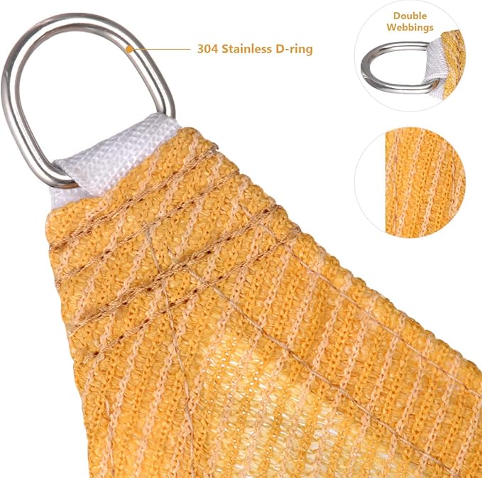 Eden's Decor Straight Flat-Edged Sun Shade Sail Rectangular 16' x 21' Wheat UV-Blocking Outdoor Canopy Fabric Cloth Awning for Pergola Patio Garden Backyard Custom Size