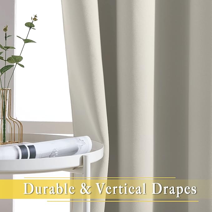 NICETOWN Blackout Room Divider Curtains for Sliding Glass Doors 102 Inches Long 1 Panel, Extra Wide Curtains for Doorway Patio Bedroom Living Room (Natural, 80Wx102L, 1 Panel)