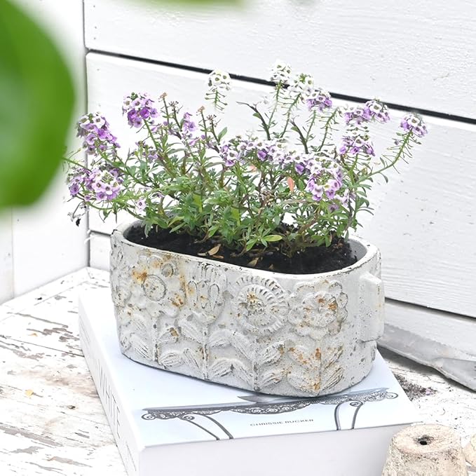 8 inch Pots Planters Indoor Plants Succulent Pots Rectangle Window Box Cactus Plant Containers for Home Decor(No Drainage)