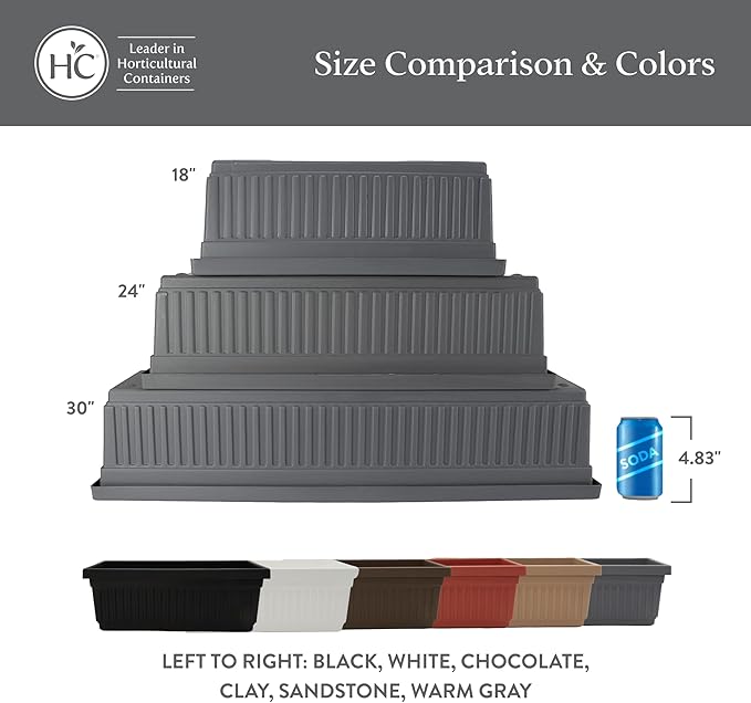 The HC Companies 30 Inch Venetian Window Planter Box with Drainage Plug, Lightweight UV-Resistant Plastic Indoor & Outdoor Planters, 2-Pack Flower Box for Garden & Home Decor, Chocolate