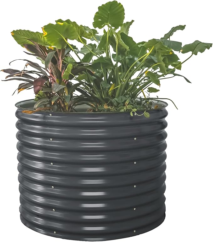 Vego garden 32" Tall 42" Round Raised Garden Bed Raised Bed Planter Box for Vegetables Flowers Patio-Modern Gray