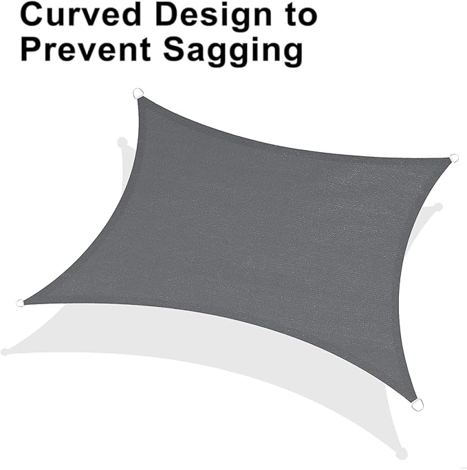 LOVE STORY Custom Size 6'x15' Dark Grey Sun Shade Sail Rectangle UV Block Canopy Patio Sail Sunshades Fabric for Outdoor Garden Carport (We Make Custom Size)