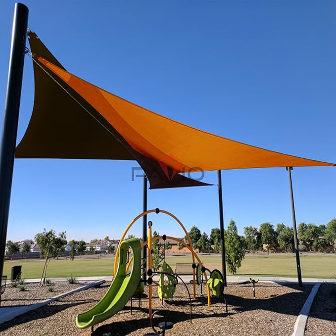 Patio Paradise 16' x 16' x 15'10" Sun Shade Sail Triangle Canopy, Permeable Shade Cloth Fabric Sunlight Block Patio Cover HDPE Deck Awning for Outdoor Backyard Pergolas Roof Shading, Orange