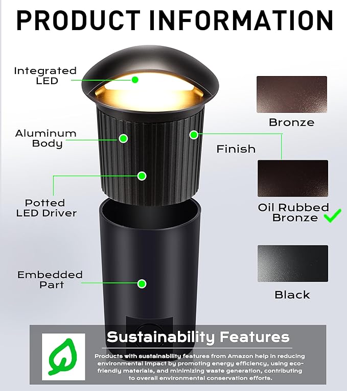 CLOUDY BAY [6 Pack] 5W Well Lights Low Voltage Landscape Lighting,12V-24V Waterproof Outdoor Side-lit Light,27-50K 5CCT In Ground Lights for Fence Pathway Deck, IP67 Rating, ORB,Transformer Excluded