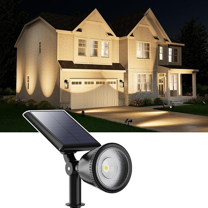 Solar Powered Spot Lights Outdoor Waterproof Super Bright LED Yard Spotlights for Tree, Flag, Lawn, Sculpture, Dusk to Dawn Landscape Uplighting for Outside House Wall Garden Backyard Walkway Driveway
