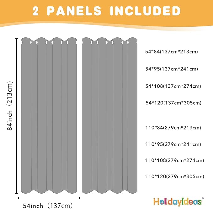 HolidayIdeas Outdoor Curtains for Patio Waterproof, 2 Panels - 84 x 84 Inch - Privacy Protection & Light Filtering Curtains Grommet Outside Curtains for Porch, Gazebo, Pergola, Backyard (Black)