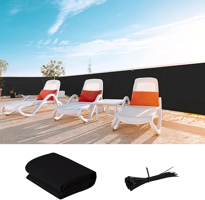 LOVE STORY Custom Size 2'6''x26' Black Balcony Privacy Screen,UV Block Privacy Fence Screen,90% Shield for Outdoor Pool Garden Apartment Railing