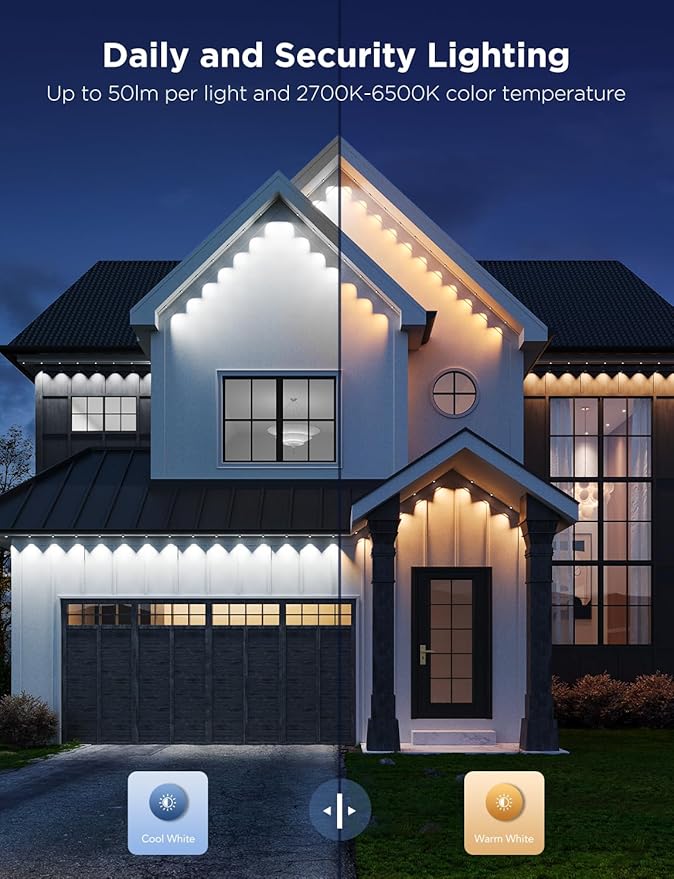 Govee Permanent Outdoor Lights Pro, 200ft with 120 RGBIC LED Lights for Daily and Accent Lighting, 75 Scene Modes for Outdoor Decor, IP67 Waterproof, Works with Alexa, Google Assistant, Matter, White