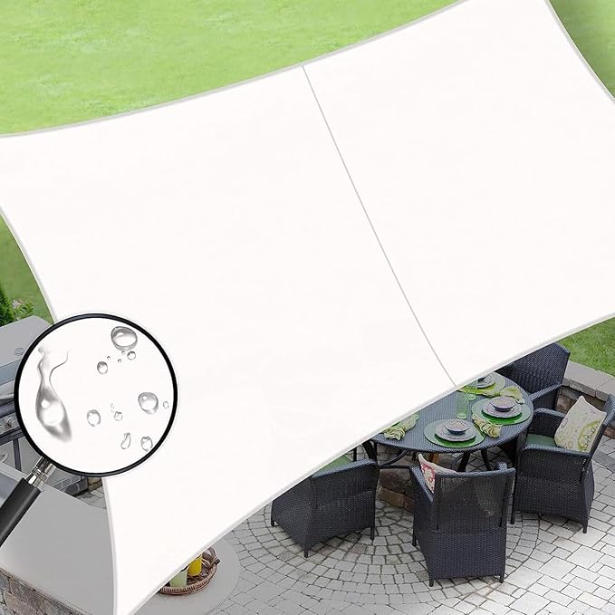 LOVE STORY Rectangle 8'x8' Waterproof Sun Shade Sail Canopy UV Block for Outdoor Patio Backyard Carport,White(We Make Custom Size)